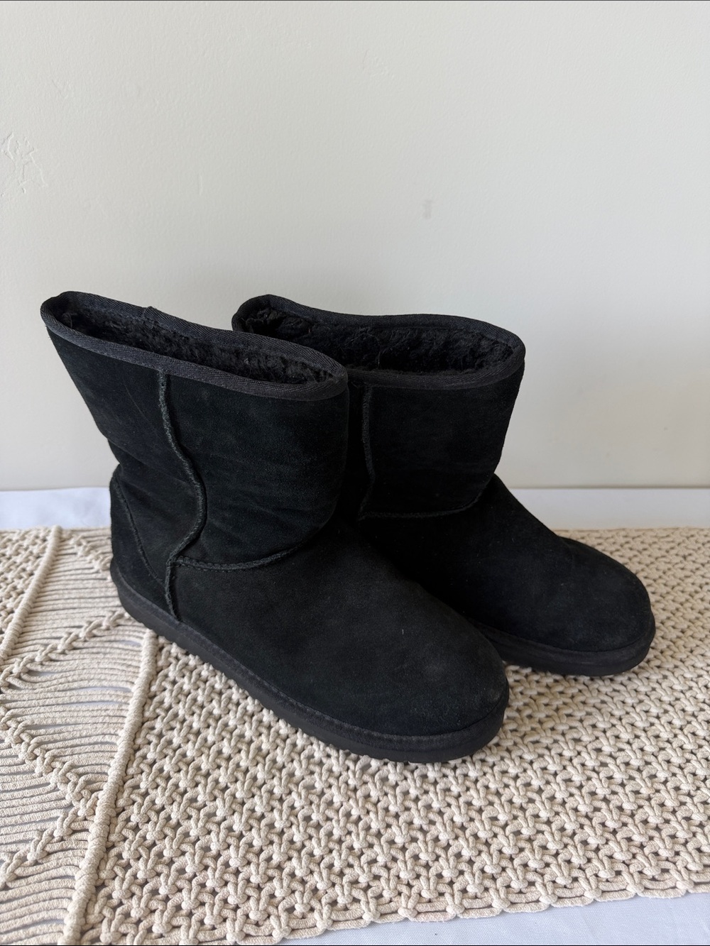 Koolaburra Black Suede Short Winter Boots